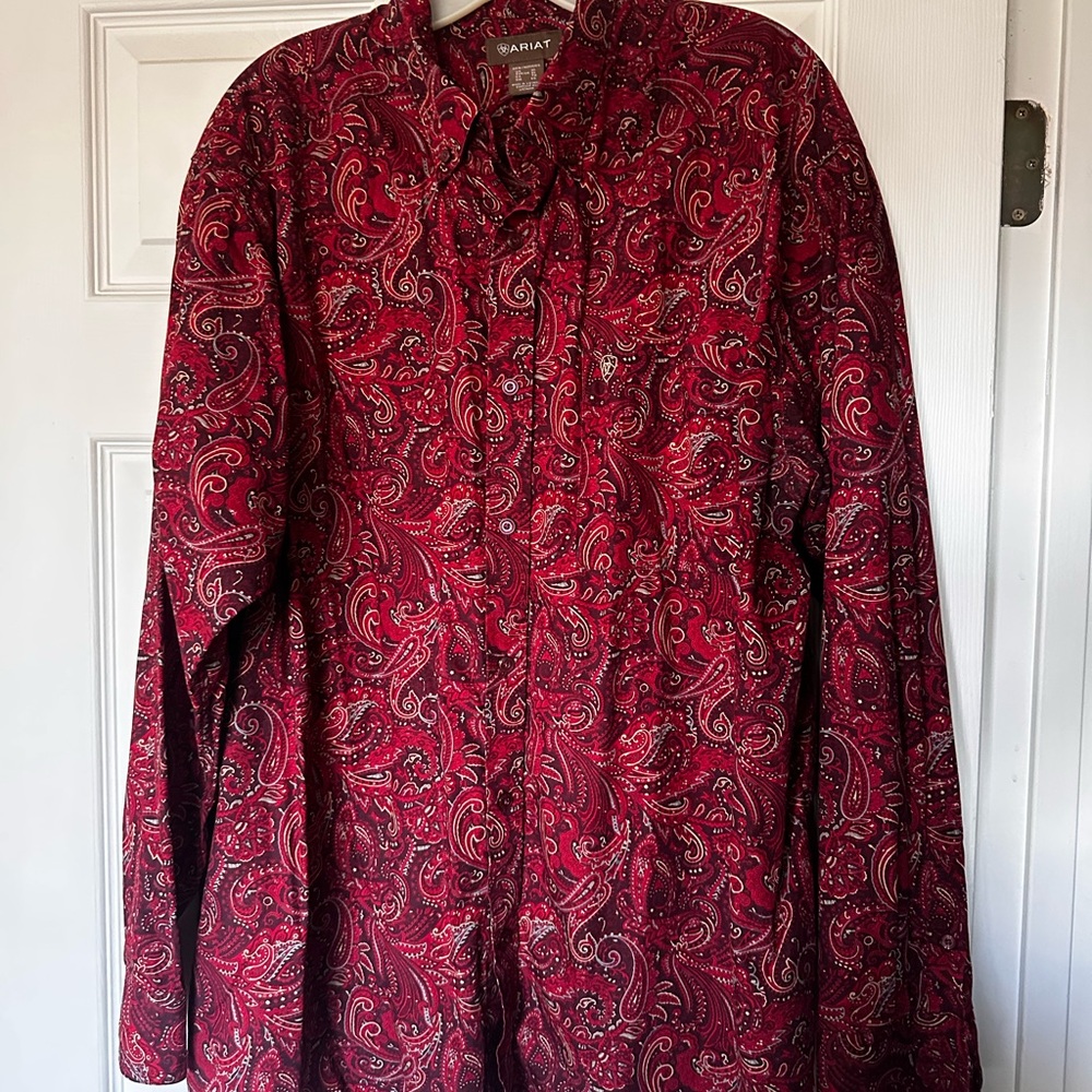 Ariat Deep Red Paisley Western Button-Up Shirt